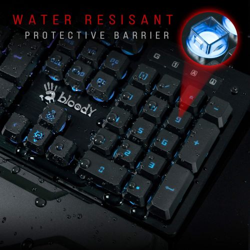  Bloody B380 Light Strike 8 Key Optical Membrane Gaming Keyboard Full RGB LED Backlit Keyboard Smooth & Linear Quite Keys Ergonomic Detachable Wrist Rest Design LK Optical Gaming Se