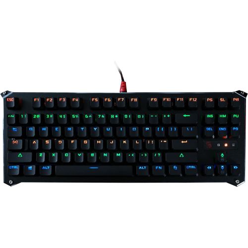  BLOODY Bloody Gaming Mechanical Keyboard (TKL) with Light Strike (LK) Optical Blue Switch 0.2ms Response - Water Resistance and LED Backlit