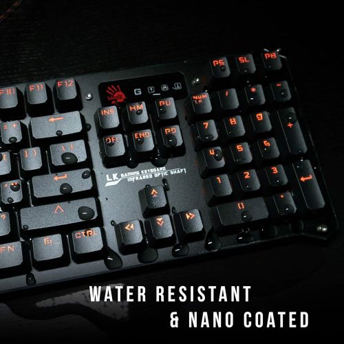  BLOODY Bloody Gaming Mechanical Keyboard (TKL) with Light Strike (LK) Optical Blue Switch 0.2ms Response - Water Resistance and LED Backlit