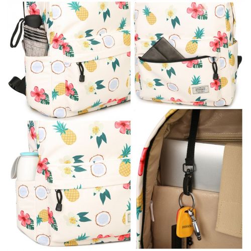  BLOOMSTAR School Bookbag for Girls, Cute Pineapple Water Resistant Laptop Backpack College Bags Women Travel Daypack