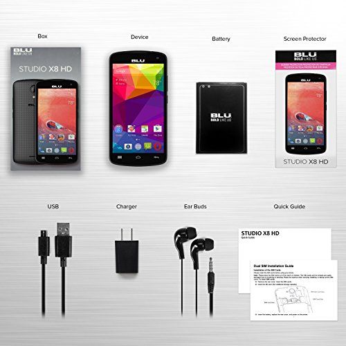  BLU Studio X8 HD - 5.0 GSM Unlocked Smartphone -Black