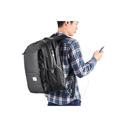  BLUBOON School Backpack Boys Bookbags Water Resistant Laptop Computer Bag with USB Charging Port College Student Backpack (Black)