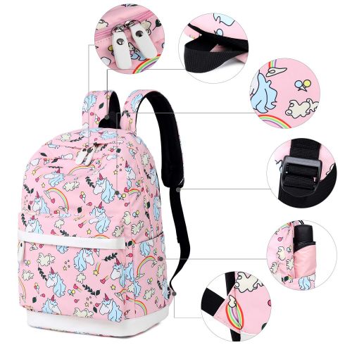  BLUBOON School Backpack for Girls Boys Kids Travel School Bags Cute Bookbag Holds 14-inch Laptop (Pink 0031)