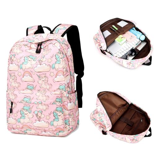  BLUBOON School Backpack for Girls Boys Kids Travel School Bags Cute Bookbag Holds 14-inch Laptop (Pink 0031)
