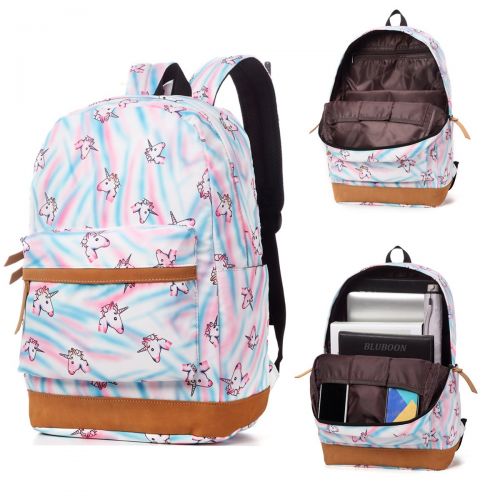  BLUBOON Backpack for School Girls Teens Bookbag Set Glittering 15 inches Laptop Daypack (Off White-0024)