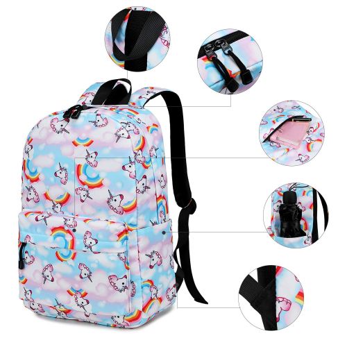  BLUBOON Backpack for School Girls Teens Bookbag Set Glittering 15 inches Laptop Daypack (Off White-0024)