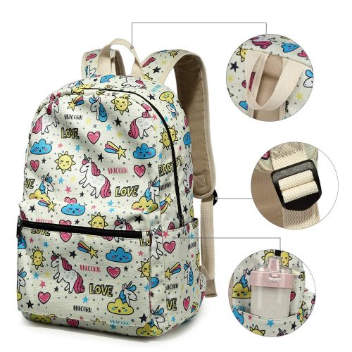  BLUBOON Backpack for School Girls Teens Bookbag Set Glittering 15 inches Laptop Daypack (Off White-0024)