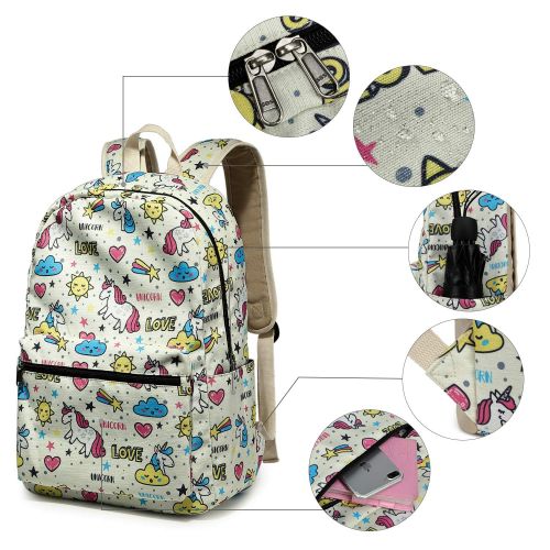  BLUBOON Backpack for School Girls Teens Bookbag Set Glittering 15 inches Laptop Daypack (Off White-0024)