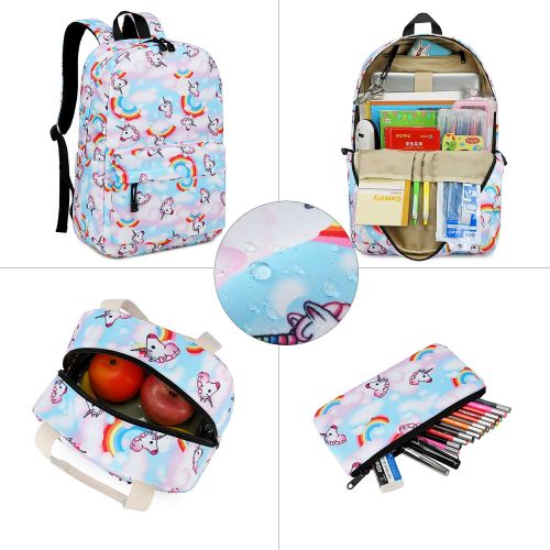  BLUBOON Backpack for School Girls Teens Bookbag Set Glittering 15 inches Laptop Daypack (Off White-0024)