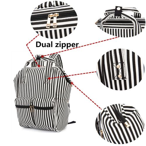  BLUBOON School Backpack College Laptop Bag for Women Ladies Fits 15.6 inch Notebook Travel Rucksack Black/White Stripe