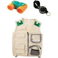 Blue Panda 3-Piece Set Kids Outdoor Nature Adventure Explorer Kit - Vest, Binoculars, and Compass