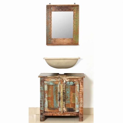  Bathroom Vanity Cabinet and Bathroom Vanity Mirror Reclaimed Solid Wood 24 x 12 x 24 (W x H) by BLUECC