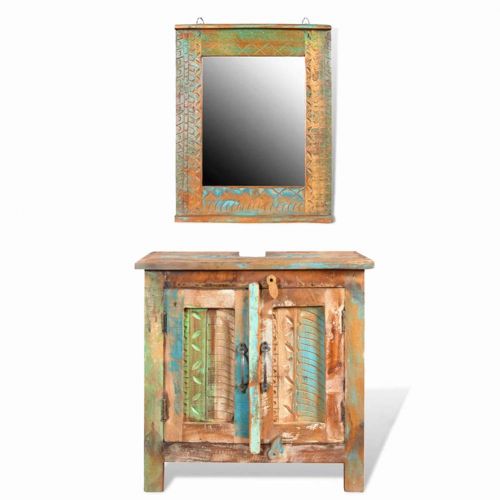  Bathroom Vanity Cabinet and Bathroom Vanity Mirror Reclaimed Solid Wood 24 x 12 x 24 (W x H) by BLUECC