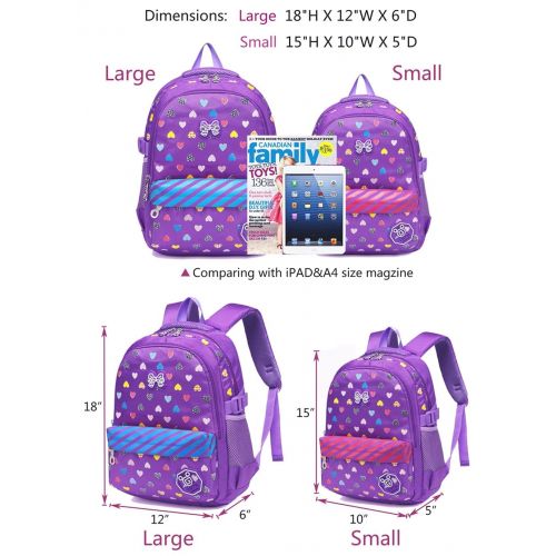  BLUEFAIRY Hearts Printed kids School Backpacks for Girls Children School Bags Bookbags