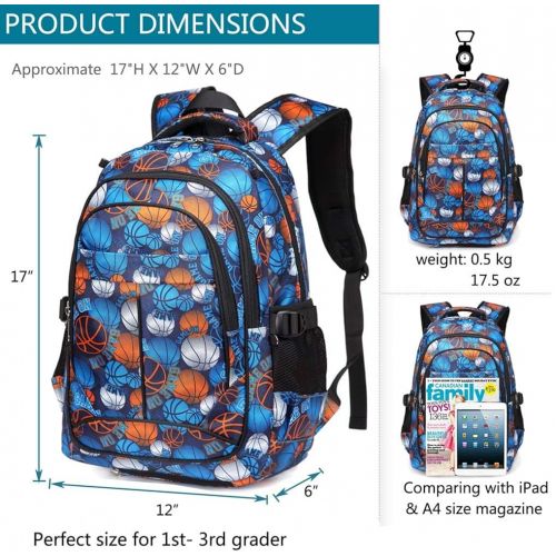  BLUEFAIRY Kids Backpack For Boys Elementary School Bags Bookbag Durable (Basketall)