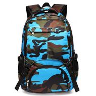 BLUEFAIRY Boys Backpacks for Kids Kindergarten Camo Elementary School Bags Waterproof Lightweight Gifts Presents for Kids (Camouflage Blue)