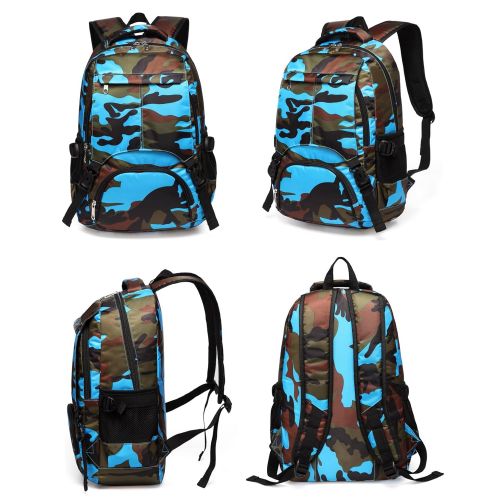  BLUEFAIRY Boys Backpacks for Kids Kindergarten Camo Elementary School Bags Waterproof Lightweight Gifts Presents for Kids (Camouflage Blue)