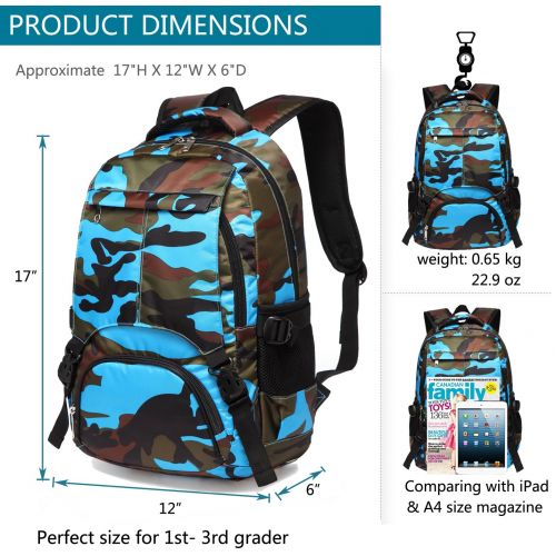  BLUEFAIRY Boys Backpacks for Kids Kindergarten Camo Elementary School Bags Waterproof Lightweight Gifts Presents for Kids (Camouflage Blue)