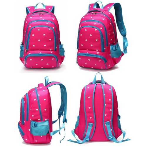  BLUEFAIRY Hearts Print School Backpacks For Girls Kids Elementary School Bags Bookbag