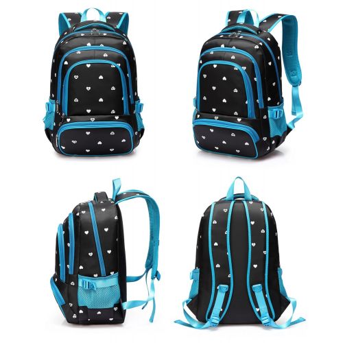  BLUEFAIRY Hearts Print School Backpacks For Girls Kids Elementary School Bags Bookbag