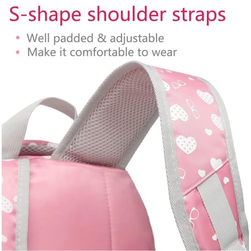  BLUEFAIRY Hearts Print School Backpacks For Girls Kids Elementary School Bags Bookbag