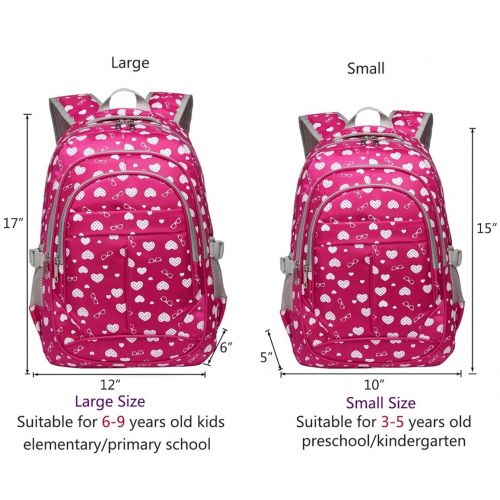  BLUEFAIRY Hearts Print School Backpacks For Girls Kids Elementary School Bags Bookbag