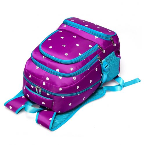  BLUEFAIRY Hearts Print School Backpacks For Girls Kids Elementary School Bags Bookbag