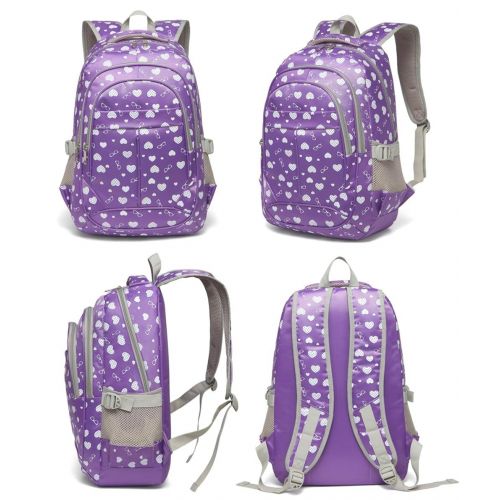  BLUEFAIRY Hearts Print School Backpacks For Girls Kids Elementary School Bags Bookbag