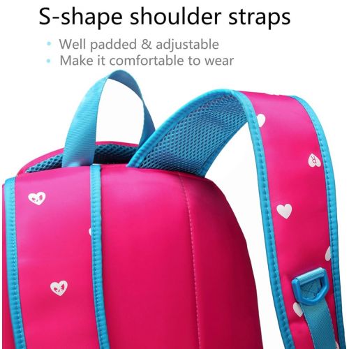  BLUEFAIRY Hearts Print School Backpacks For Girls Kids Elementary School Bags Bookbag