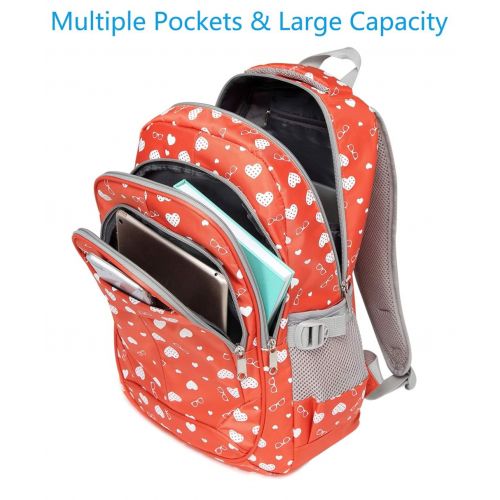  BLUEFAIRY Hearts Print School Backpacks For Girls Kids Elementary School Bags Bookbag