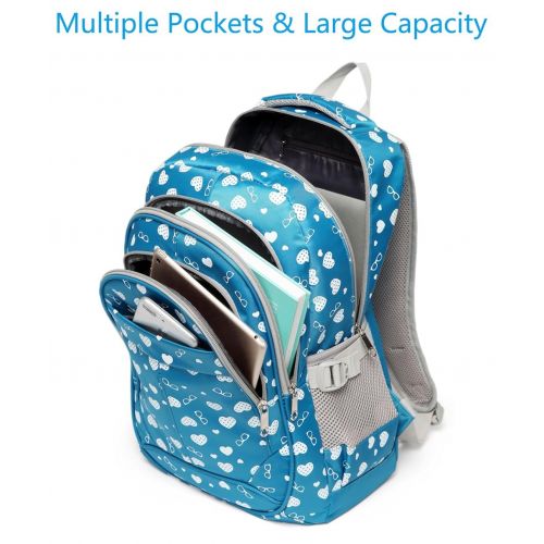  BLUEFAIRY Hearts Print School Backpacks For Girls Kids Elementary School Bags Bookbag