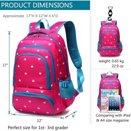  BLUEFAIRY Hearts Print School Backpacks For Girls Kids Elementary School Bags Bookbag