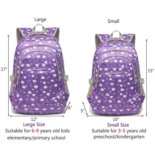  BLUEFAIRY Hearts Print School Backpacks For Girls Kids Elementary School Bags Bookbag