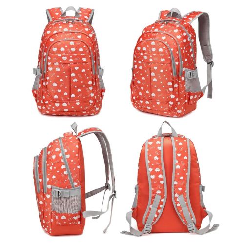  BLUEFAIRY Hearts Print School Backpacks For Girls Kids Elementary School Bags Bookbag