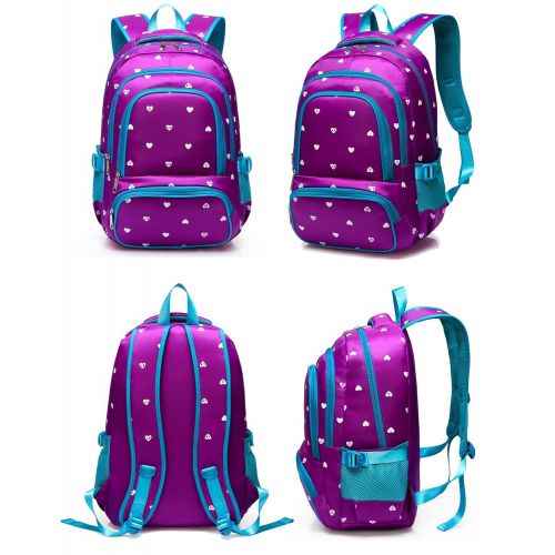  BLUEFAIRY Hearts Print School Backpacks For Girls Kids Elementary School Bags Bookbag