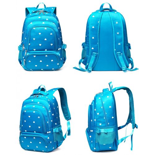  BLUEFAIRY Hearts Print School Backpacks For Girls Kids Elementary School Bags Bookbag