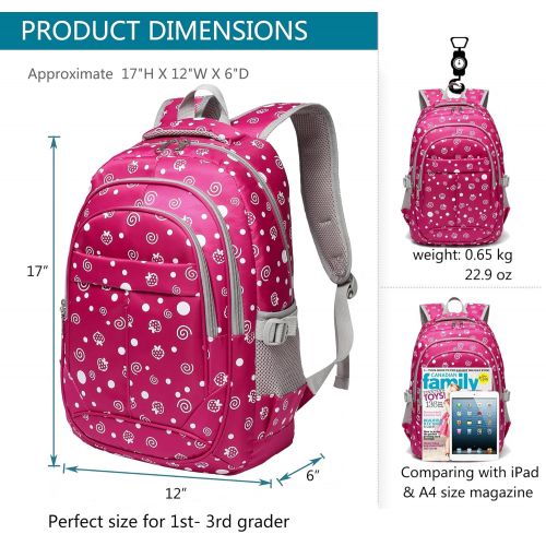  BLUEFAIRY Hearts Print School Backpacks For Girls Kids Elementary School Bags Bookbag