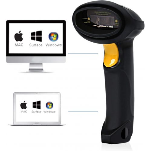  BLUEHRESY Barcode Scanner (2.4GHz Wireless USB Automatic & USB2.0 Wired) Rechargeable 1D Handheld Bar-Code Reader Support for FedEx and USPS Maximum Offline 2600 Code Entries