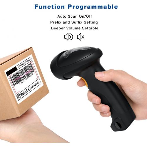  BLUEHRESY Barcode Scanner (2.4GHz Wireless USB Automatic & USB2.0 Wired) Rechargeable 1D Handheld Bar-Code Reader Support for FedEx and USPS Maximum Offline 2600 Code Entries