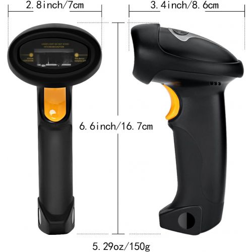  BLUEHRESY Barcode Scanner (2.4GHz Wireless USB Automatic & USB2.0 Wired) Rechargeable 1D Handheld Bar-Code Reader Support for FedEx and USPS Maximum Offline 2600 Code Entries