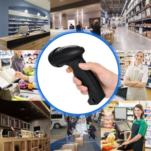  BLUEHRESY Barcode Scanner (2.4GHz Wireless USB Automatic & USB2.0 Wired) Rechargeable 1D Handheld Bar-Code Reader Support for FedEx and USPS Maximum Offline 2600 Code Entries