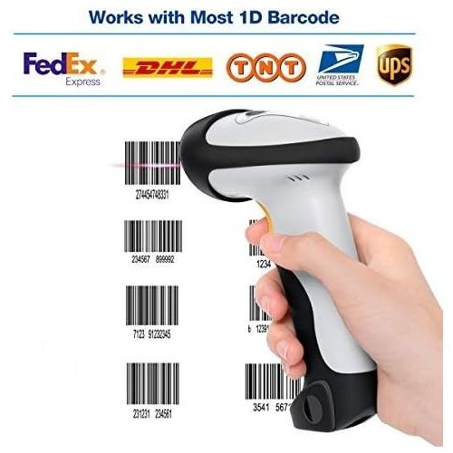  BLUEHRESY Barcode Scanner (2.4GHz Wireless USB Automatic & USB2.0 Wired) Rechargeable 1D Handheld Bar-Code Reader Support for FedEx and USPS Maximum Offline 2600 Code Entries