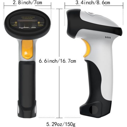  BLUEHRESY Barcode Scanner (2.4GHz Wireless USB Automatic & USB2.0 Wired) Rechargeable 1D Handheld Bar-Code Reader Support for FedEx and USPS Maximum Offline 2600 Code Entries