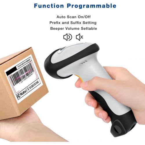  BLUEHRESY Barcode Scanner (2.4GHz Wireless USB Automatic & USB2.0 Wired) Rechargeable 1D Handheld Bar-Code Reader Support for FedEx and USPS Maximum Offline 2600 Code Entries