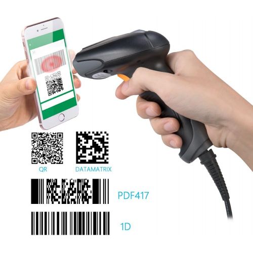  BLUEHRESY Bluehresy 2D Barcode Scanner USB Wired 1D 2D Datamatrix PDF417 QR Code Handheld Reader for Screen and Printed Bar Code Scan, Works with Windows Mac and Linux PC POS