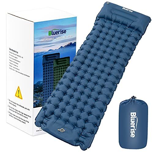  BLUERISE Camping Sleeping Pad Thick 3.7 Inchs Lightweight Camping Mattress with Air Pillow Waterproof Camping Sleeping Mat for Tent Hiking and Backpacking