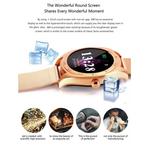  BLUESKII K89 Bluetooth Smartphone with Remote Camera Heart Rate Monitor for Android and IOS Mobile Phone