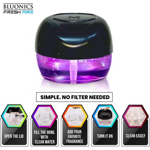  Bluonics 4-Pack Fresh Aire Water Based Revitalizer. Black Color with 6 LED Color Changing Lights