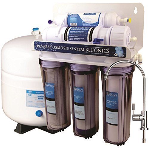  Bluonics 5 Stage Undersink Reverse Osmosis Drinking Water Filter System RO Home Purifier with NSF Certified Membrane and Clear Housings