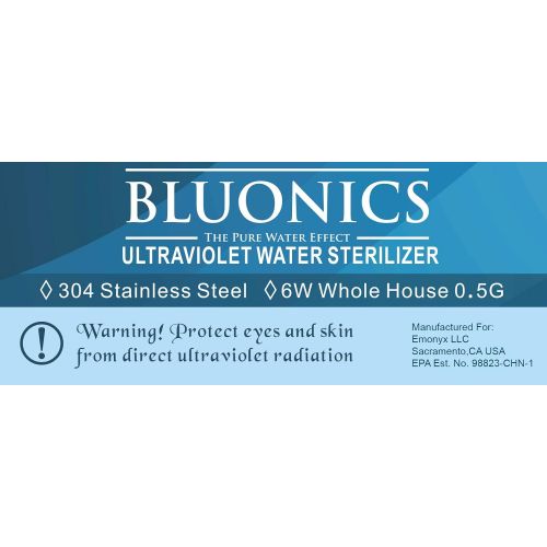  Bluonics UV Sterilizer Drinking Water Filter System Ultraviolet Light Under Sink Purifier